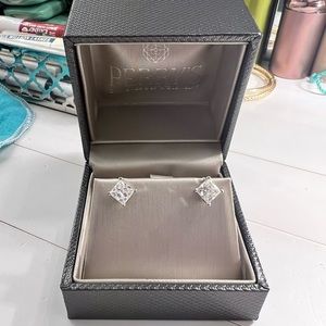 Platinum 2.25ctw Princess Diamond Stud Earrings